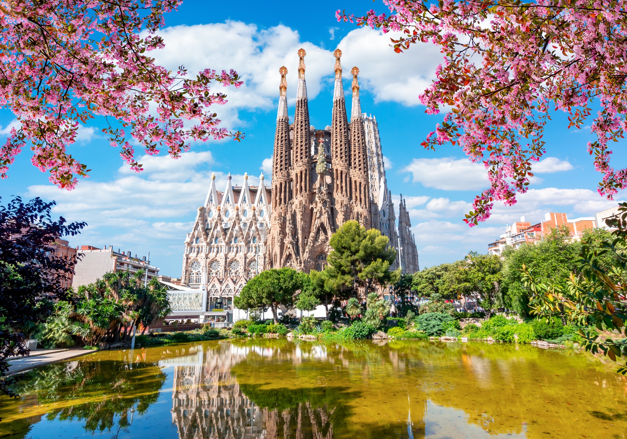 The Gaudi-designed Sagrada Familia in spring