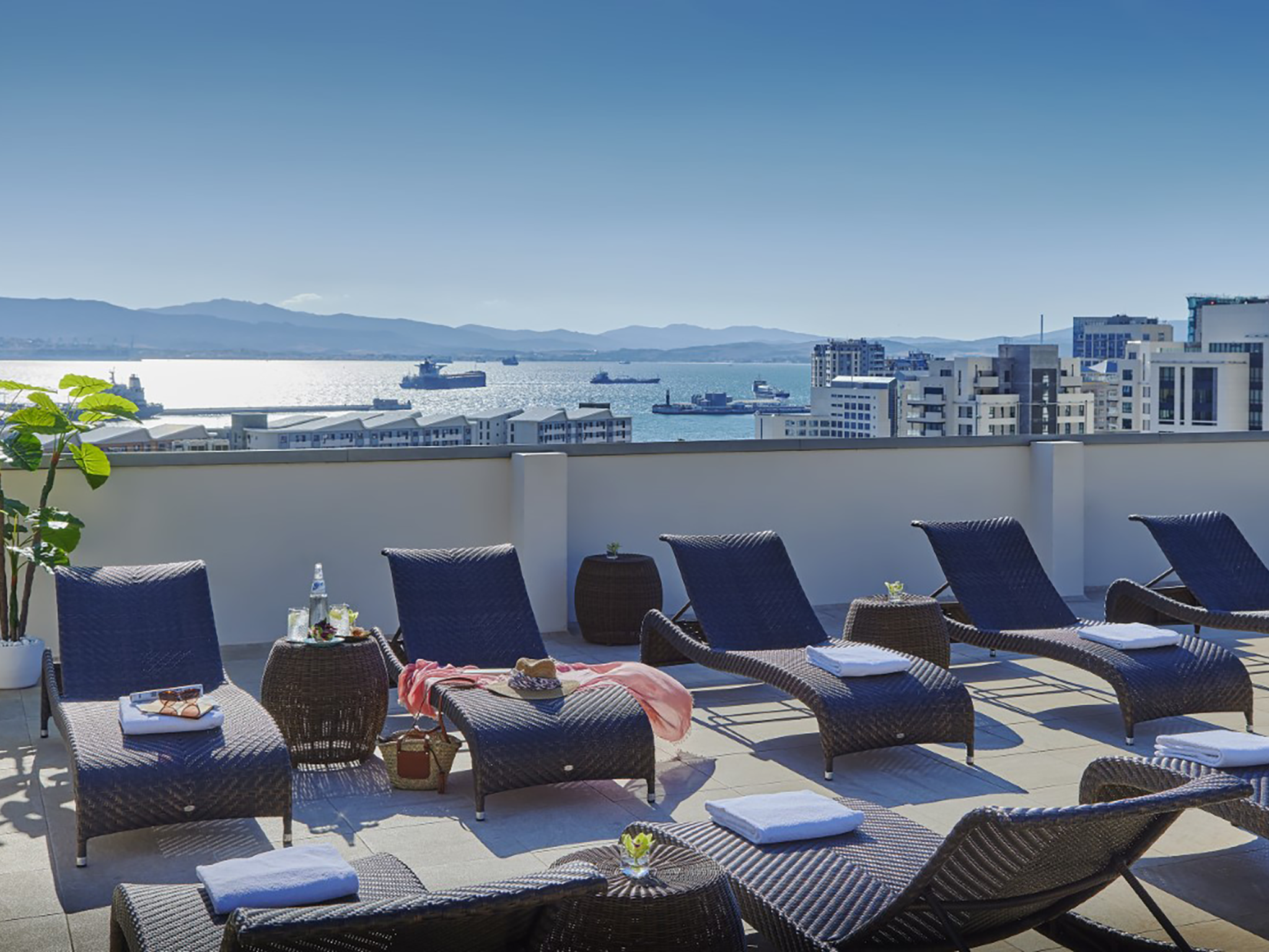 <p>This sun-soaked terrace at The Eliott Hotel is the perfect place to relax</p>