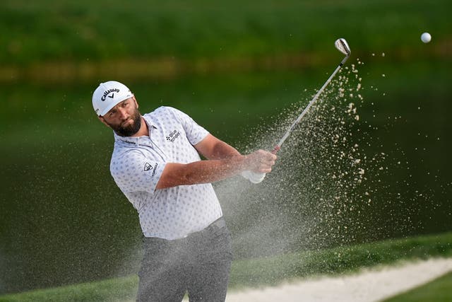 Jon Rahm plays a shot during his first round at Sawgrass (Eric Gay/AP)