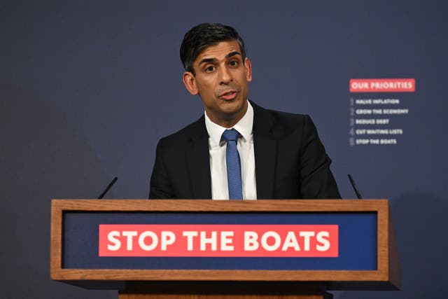 Prime Minister Rishi Sunak said stopping Channel crossings is the people’s priority but a survey has shown the NHS and cost of living are the main concerns for most people (Leon Neal/PA)