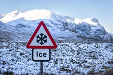 Snow and ice warnings as temperatures plummet to -10C overnight