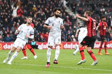 Mohamed Salah misses penalty as Liverpool crash back to earth with Bournemouth defeat