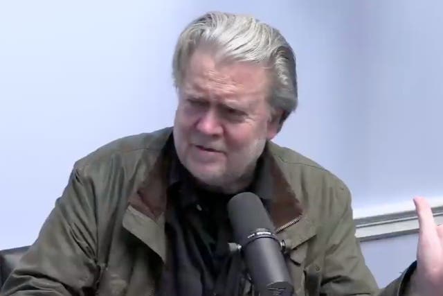 <p>Maui guest interrupts Steve Bannon broadcast to rail against politicisation of wildfire coverage</p>