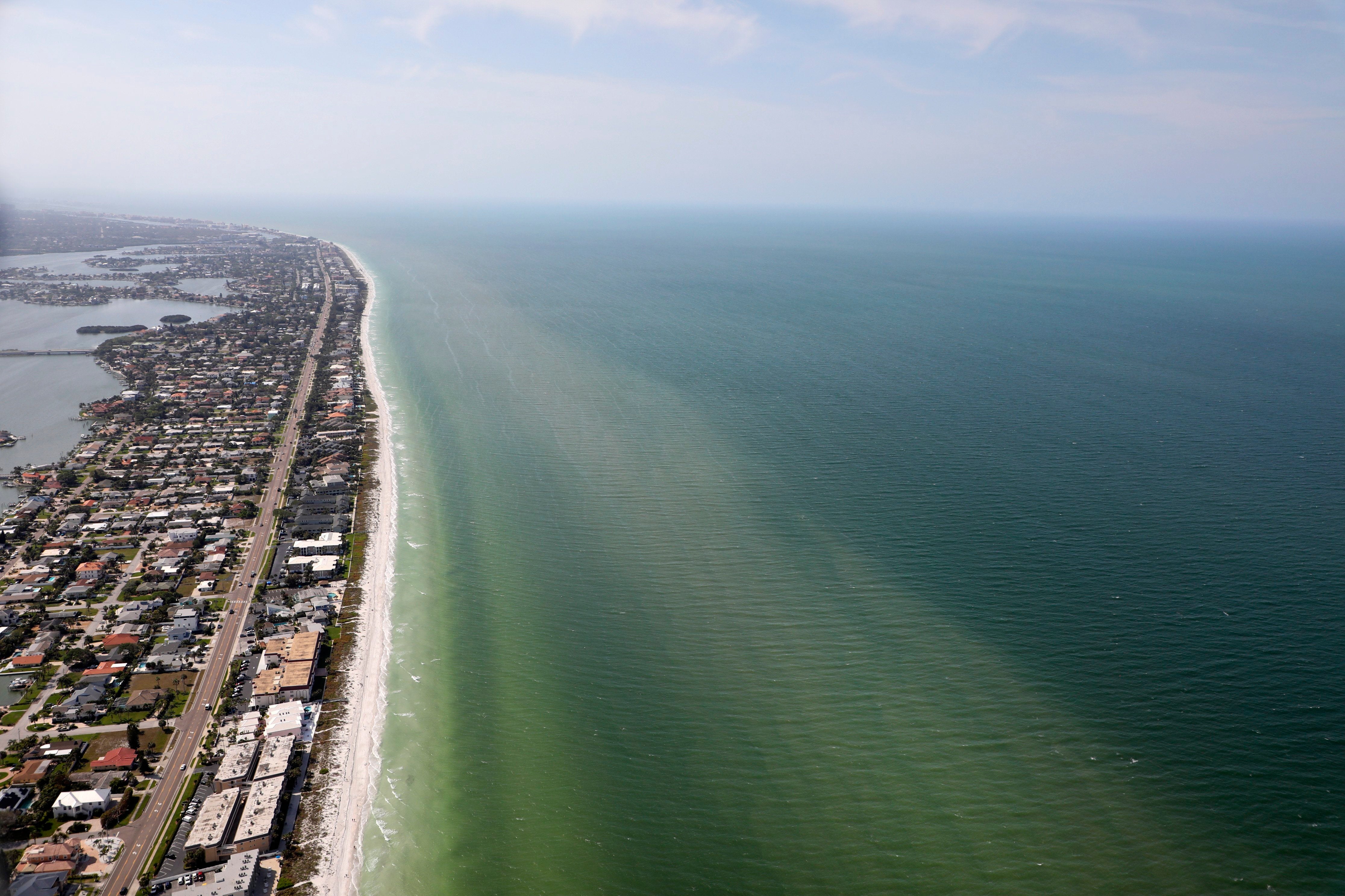 Red tide is observed near Pinellas County beaches off Redington Beach