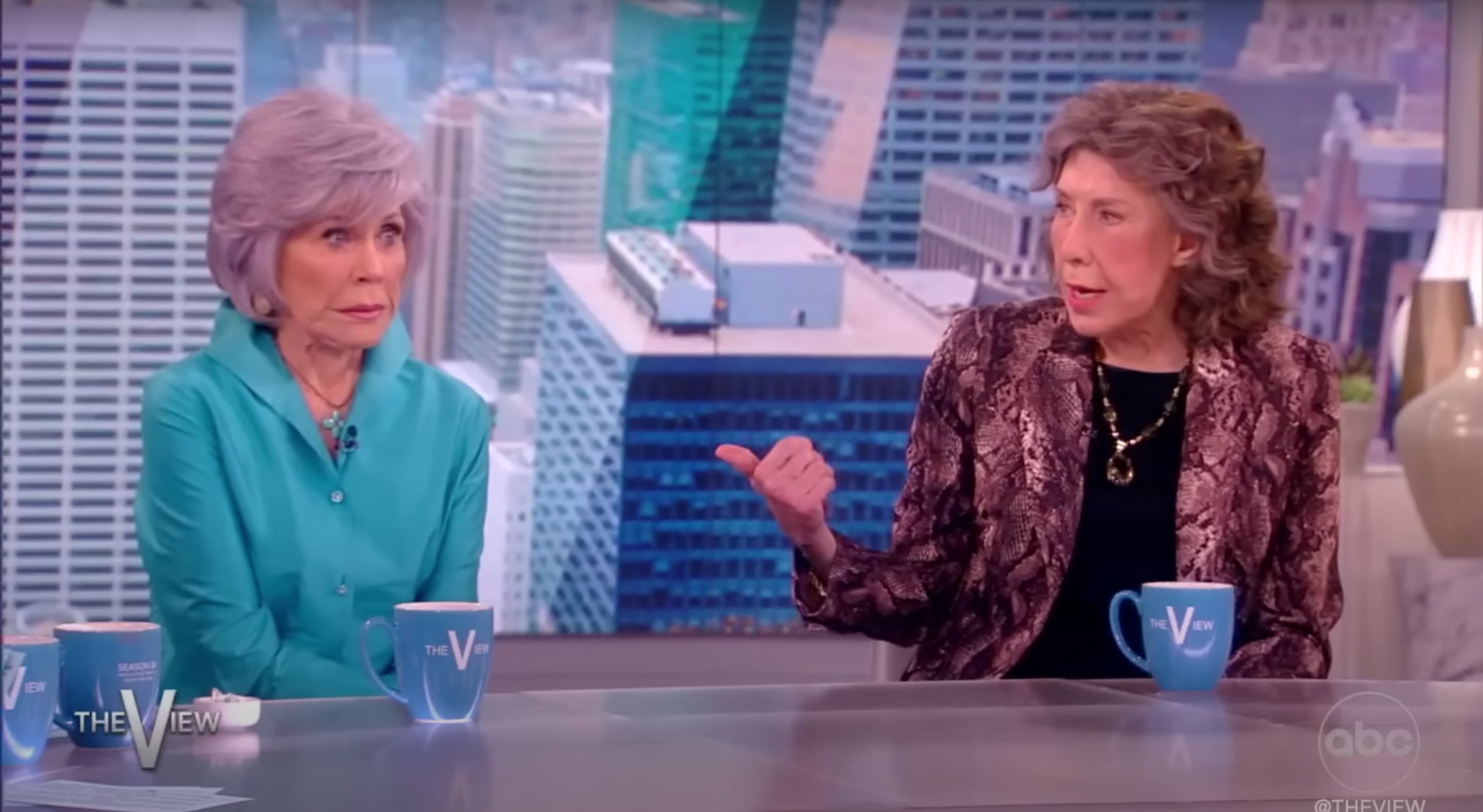 Fonda (left) pulled a face after making the comment on ‘The View'
