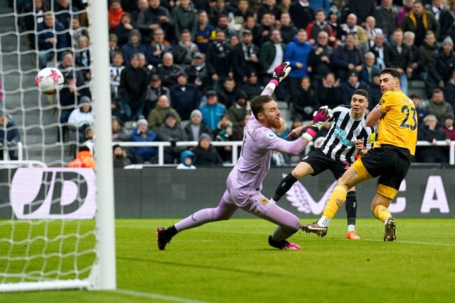 <p>Miguel Almiron puts in Newcastle’s winning goal</p>