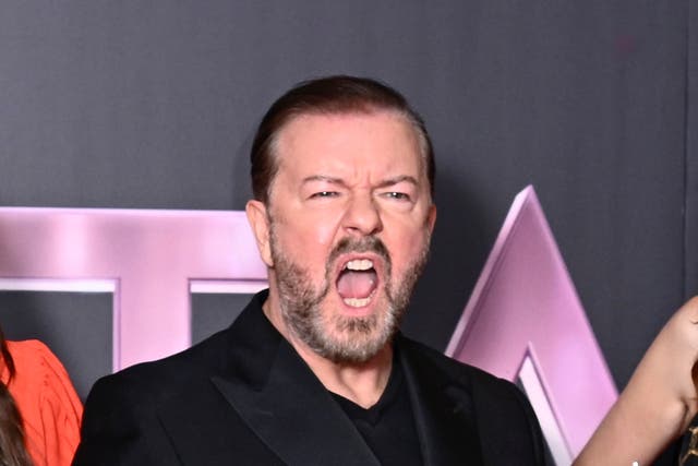 <p>Ricky Gervais pictured at the National Television Awards in October 2022</p>