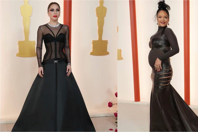 Lady Gaga and pregnant Rihanna among stars in elegant black at the 2023  Oscars | The Independent