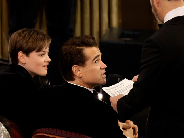 <p>Colin Farrell at the 2023 Oscars ceremony</p>