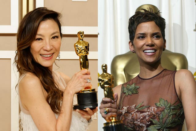 <p>Michelle Yeoh and Halle Berry</p>