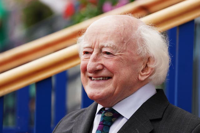 President Michael D Higgins arrives ahead of the Aga Khan Nations Cup on day three of the 147th Dublin Horse Show, the first to be held since 2019. The event which was first held in 1864 takes place over the next five days and includes national and international show jumping competitions (Brian Lawless/PA)