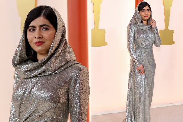 <p>Malala Yousafzai wears a Ralph Lauren dress to attend the 2023 Oscars</p>