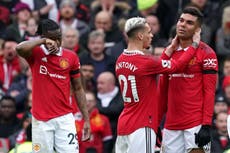 A look at how Man Utd have fared with and without Casemiro after latest red card