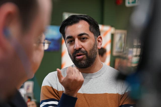 SNP leadership candidate Humza Yousaf during a visit to Creative Stirling (Andrew Milligan/PA)