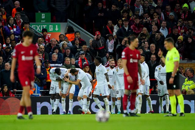 Liverpool have a mountain to climb after suffering a record home European defeat to Real Madrid last month (Peter Byrne/PA)