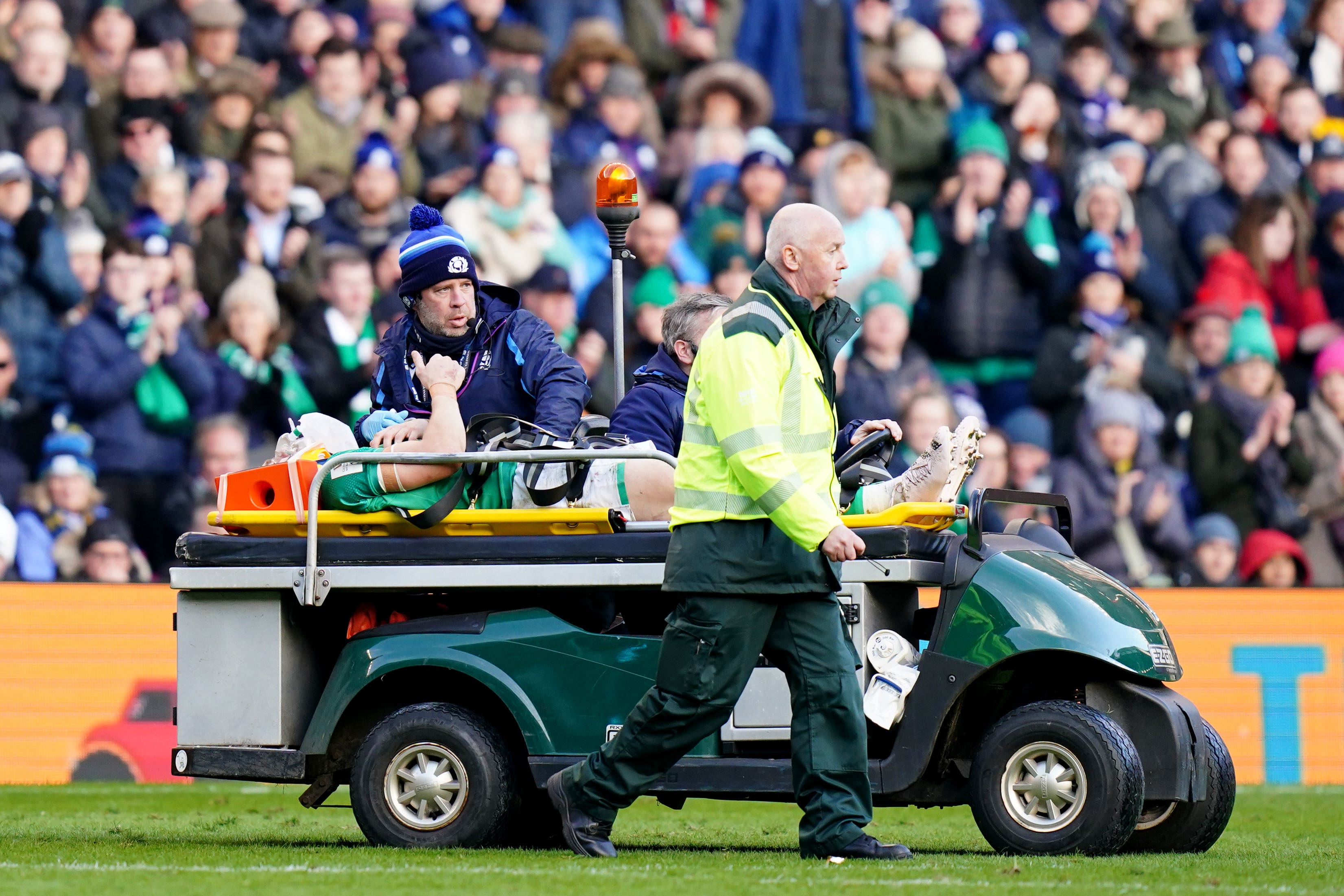 Garry Ringrose is out of Ireland’s Guinness Six Nations clash with England after leaving the pitch in Scotland on a stretcher (Jane Barlow/PA)