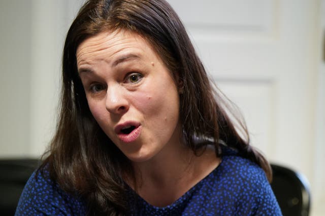 SNP leadership candidate Kate Forbes during a visit to Empower Women for Change in Glasgow (Andrew Milligan/PA)