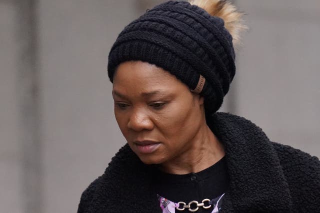 Beatrice Ekweremadu outside the Old Bailey, in central London, where she, her husband Ike Ekweremadu, their daughter Sonia Ekweremadu, 25, and Obinna Obeta, 51, are charged in relation to an alleged plot to bring a young man from Nigeria for his kidney to be harvested (Jonathan Brady/PA)