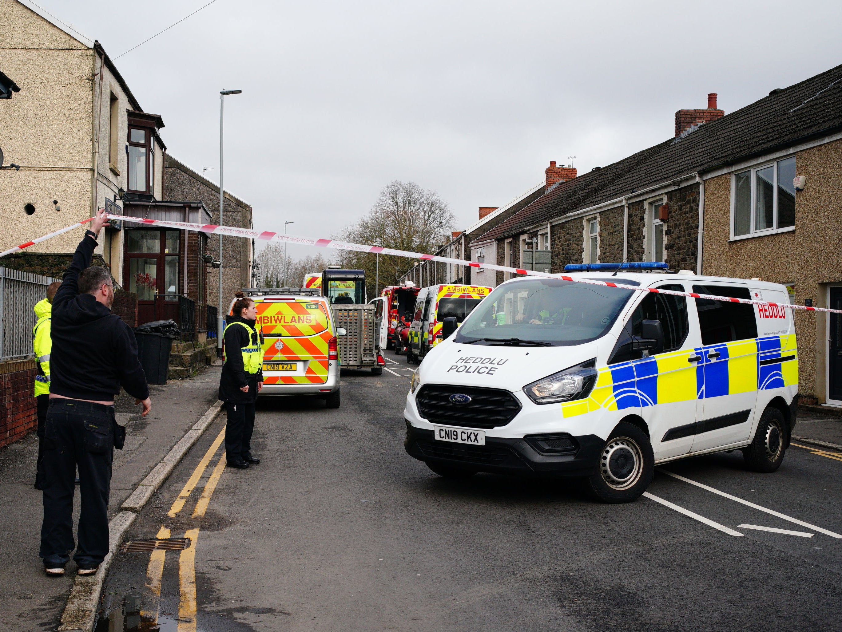 Police, fire and ambulance crews were on the scene