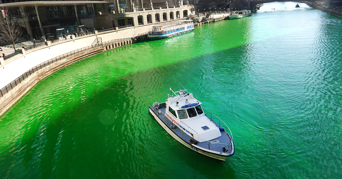 Chicago River Dyed Green - St Patrick's Day 2018 Drone Time Lapse 