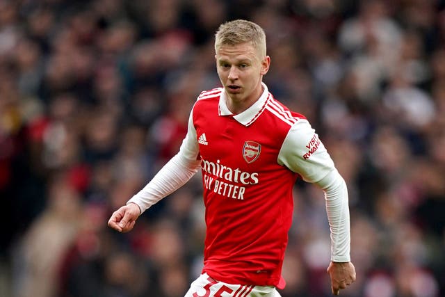 Oleksandr Zinchenko in action for Arsenal (John Walton/PA).