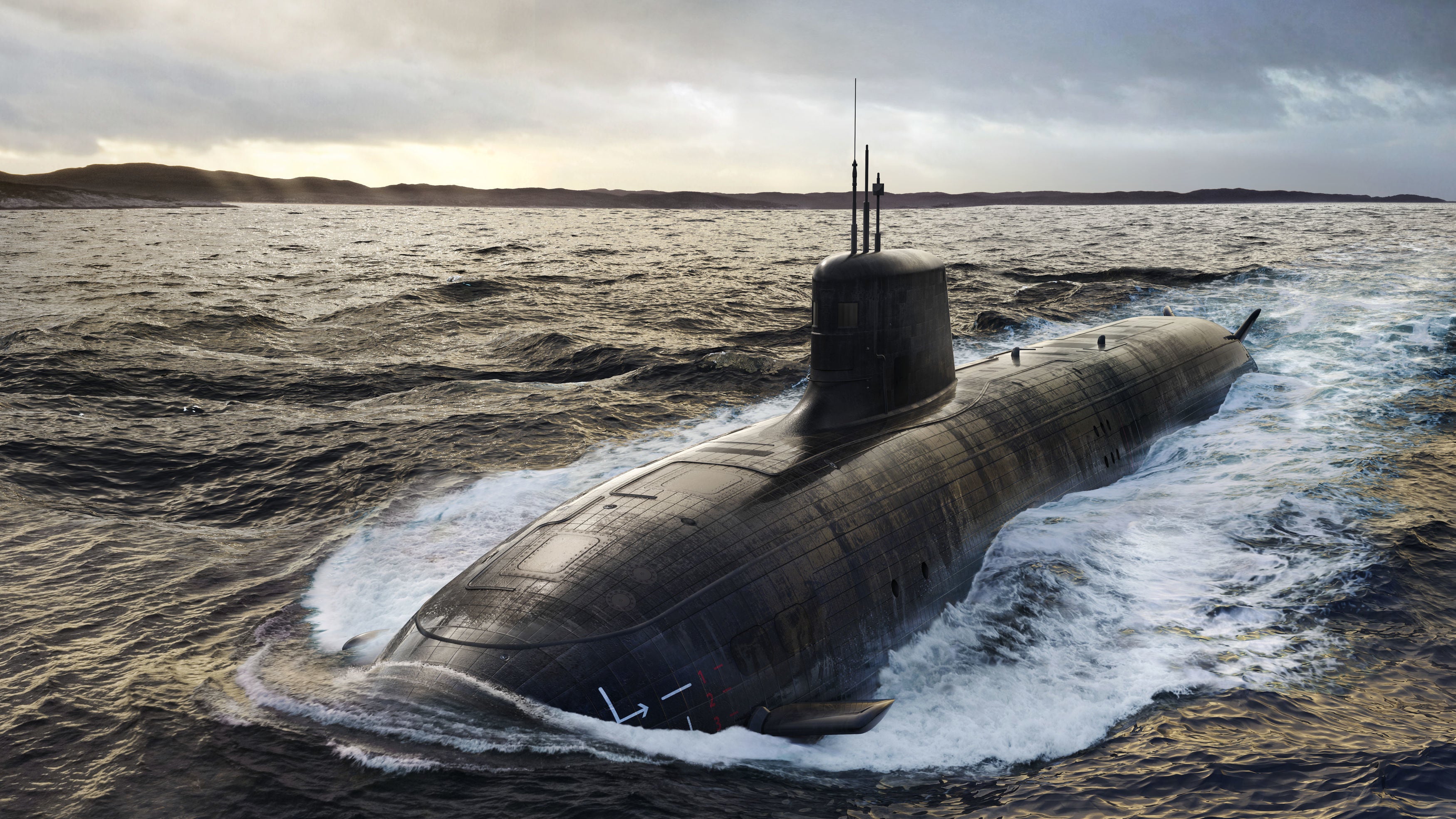 A BAE mock up of what an SSN-AUKUS submarine will look like