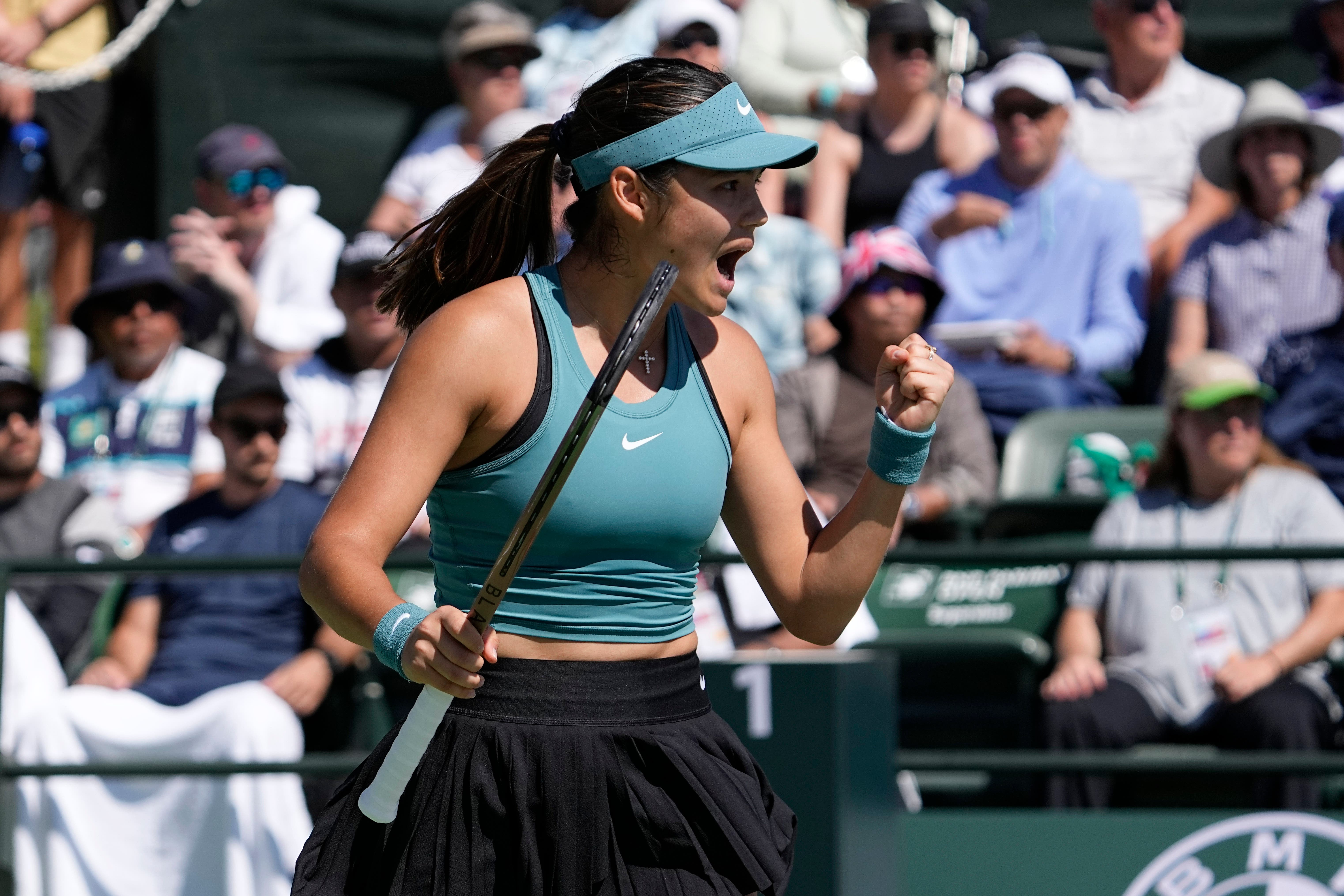 Emma Raducanu on her way to victory over Beatriz Haddad Maia (Mark J Terrill/AP).