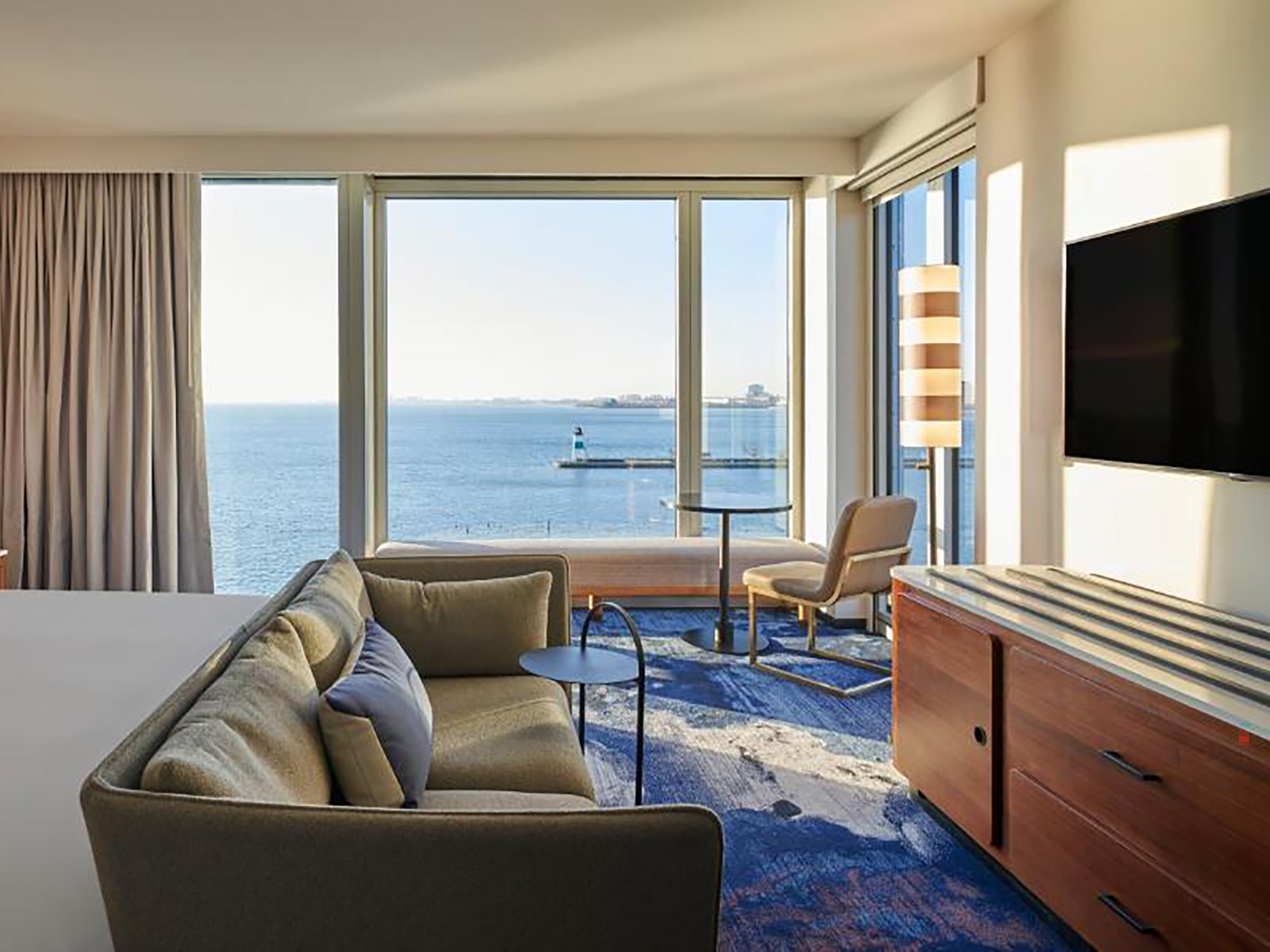 The Sable has rooms with floor-to-ceiling windows that look out on the lake