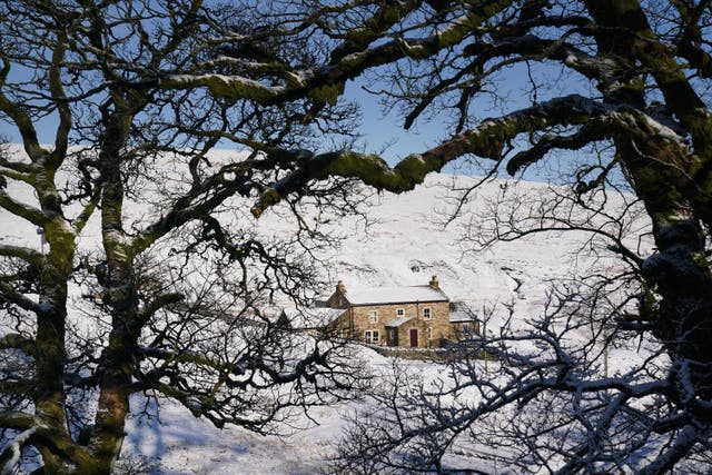 A snow covered cottage near Carrshield in Northumberland. Picture date: Tuesday March 14, 2023.