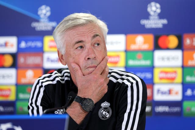 <p>Carlo Ancelotti’s Real Madrid take on Liverpool on Wednesday night (Robert Perry/PA)</p>