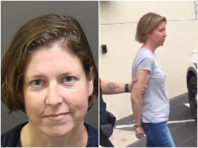 <p>Sarah Boone, 42, faces a second degree murder charge in the death of Jorge Torres Jr, 42, after he was zipped in a suitcase and she didn’t return for hours</p>