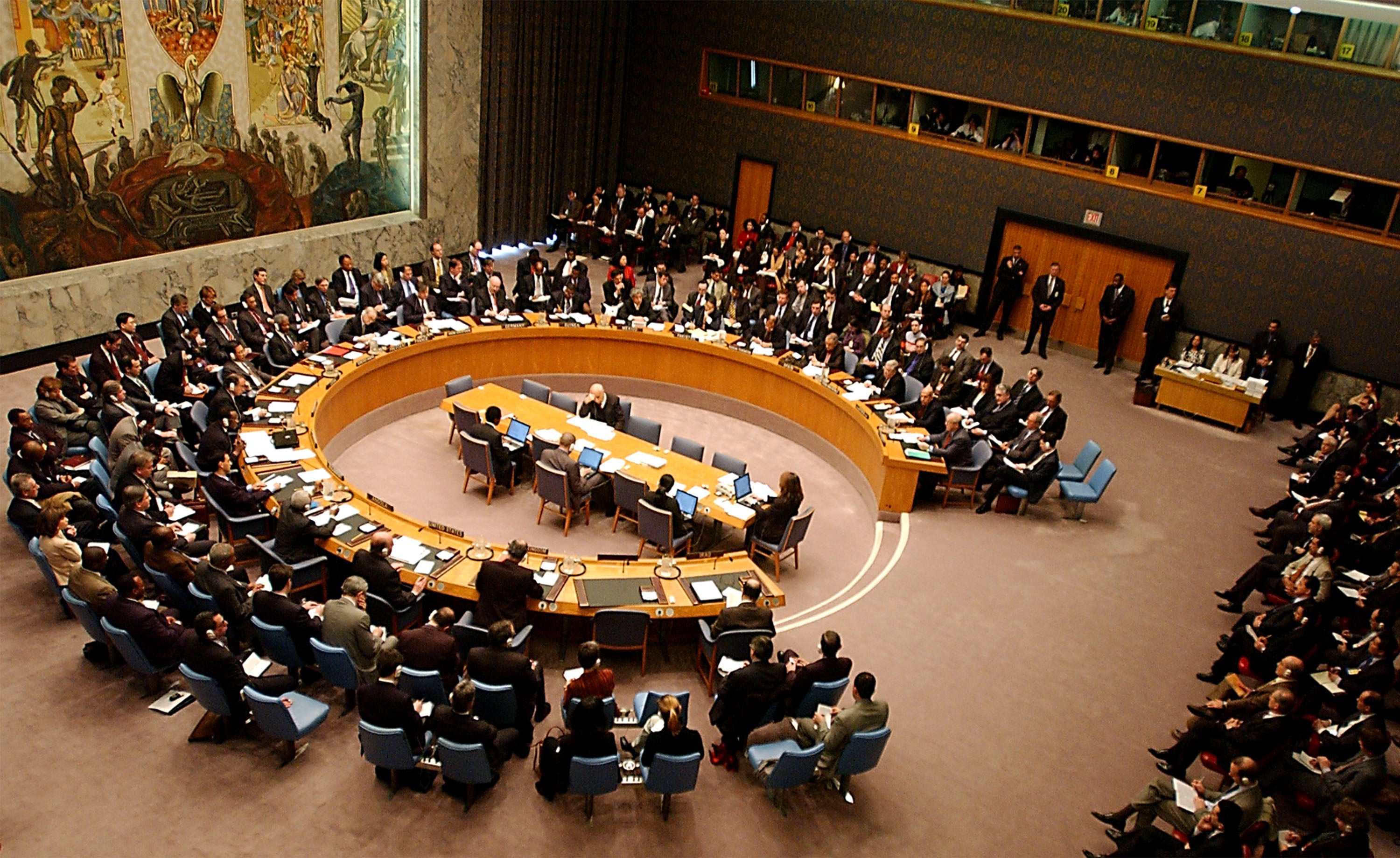 Chief United Nations weapons inspector Hans Blix addresses the UN Security Council on 27 January 2003