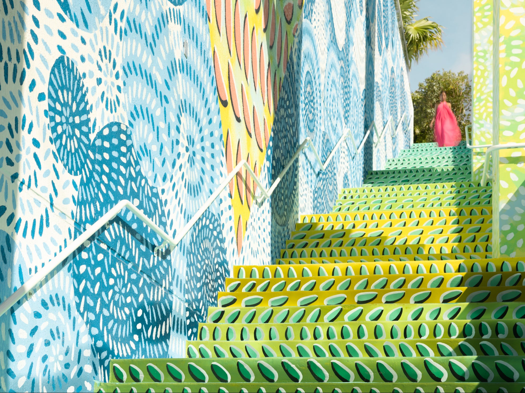 Colourful murals on the side of Arlo Wynwood in Miami