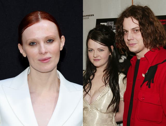 Karen Elson (izquierda) y Meg y Jack White en 2004