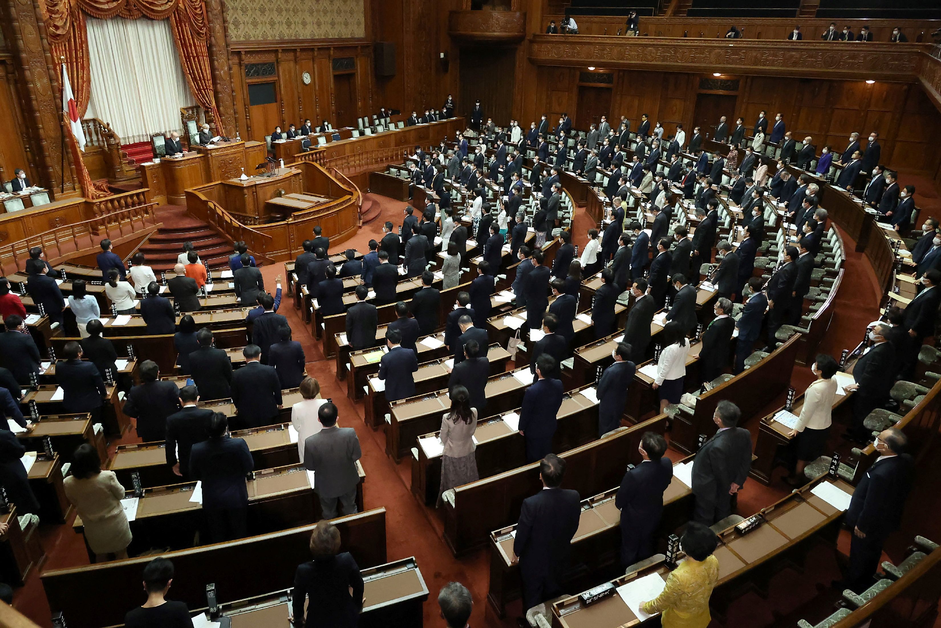 <p>Members attending a plenary session of the House of Councillors</p>