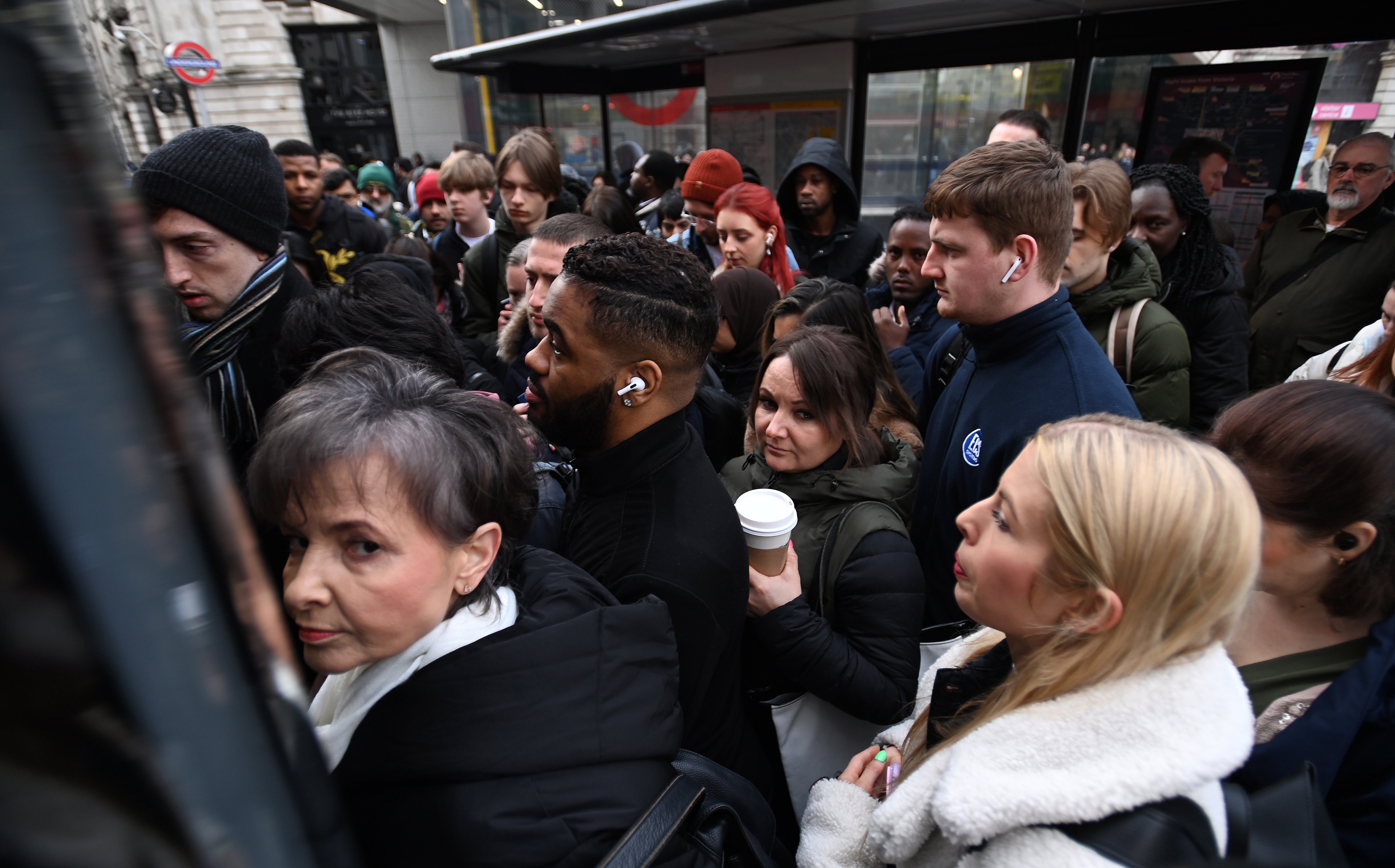 Commuters outside Victoria bus station on Wednesday 15 March 2023