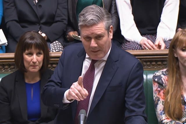 Labour leader Keir Starmer speaks during Prime Minister’s Questions in the House of Commons (House of Commons/PA)