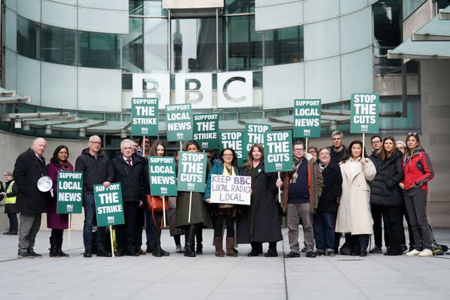 Picket line at Broadcasting House in central London (James Manning/PA)