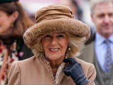 Camilla Queen Consort arrives at Cheltenham Ladies’ Day