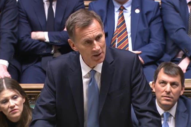 Chancellor Jeremy Hunt has delivered his ‘Budget for growth’ in the House of Commons (House of Commons/PA)