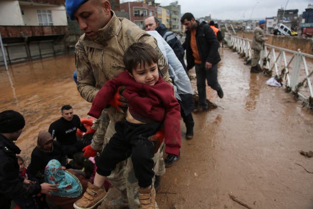 <p>Soldiers helping to rescue flood victims in Sanliurfa, Turkey on Wednesday</p>