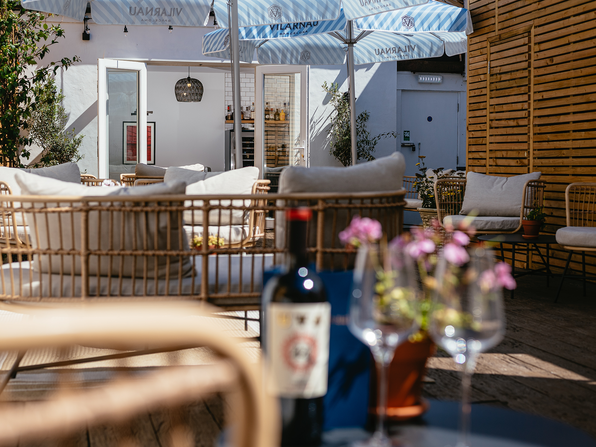 Rest up in the terrace garden with a Spanish wine or beer from the bar