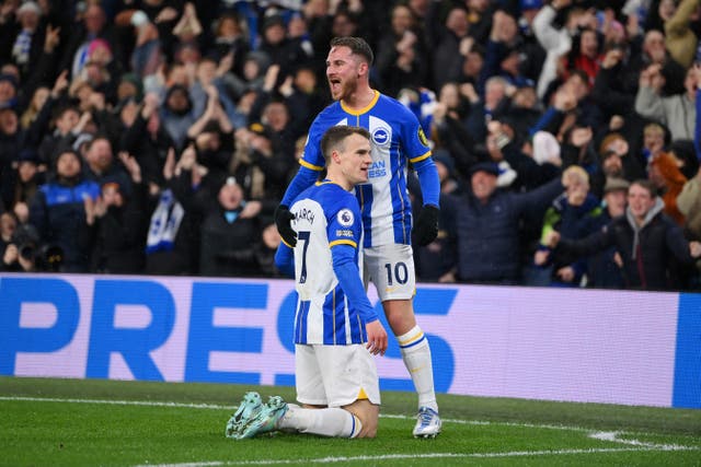<p>Solly March scored the only goal of the game on the south coast </p>