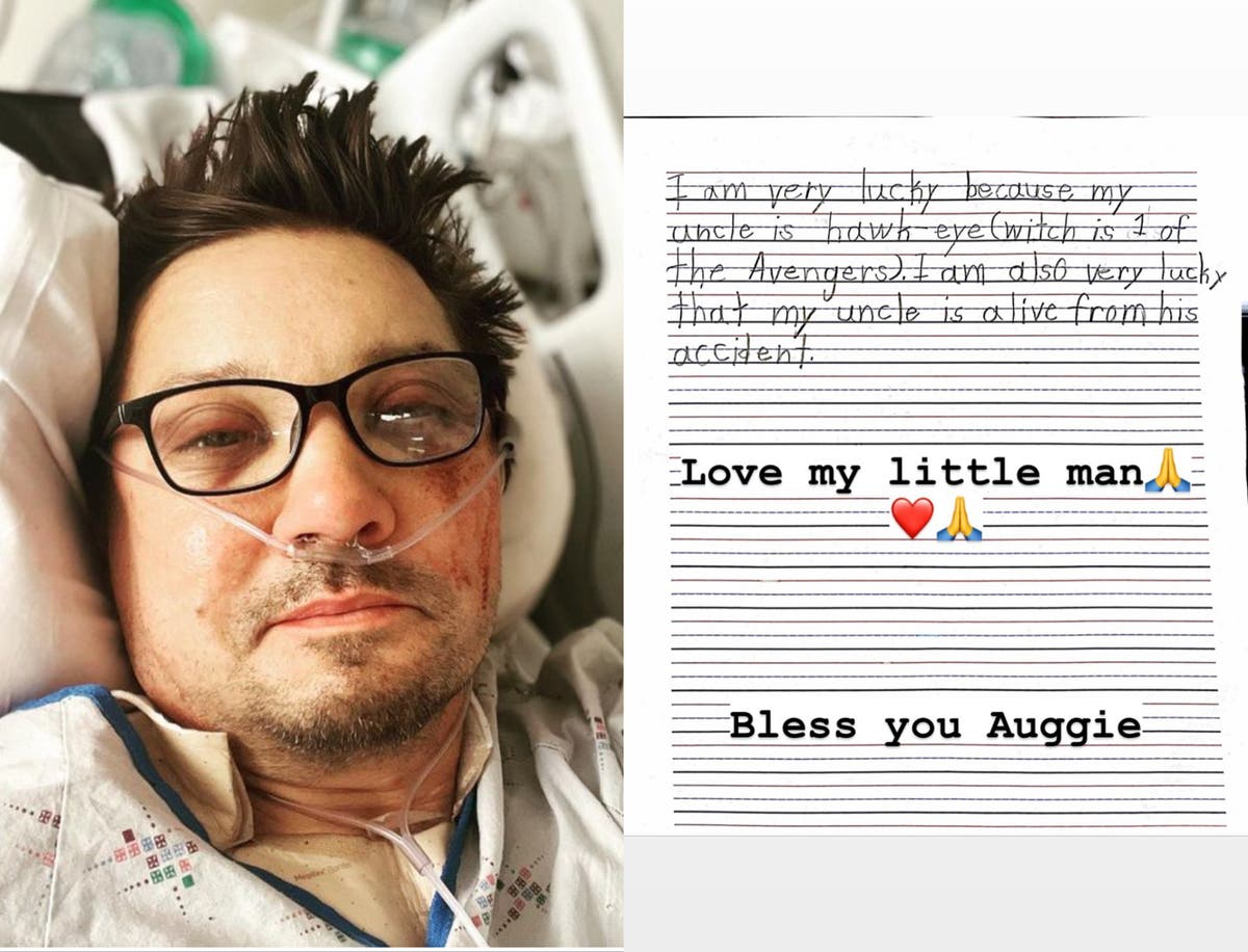 Jeremy Renner shares adorable note from nephew amid recovery from snowplough accident