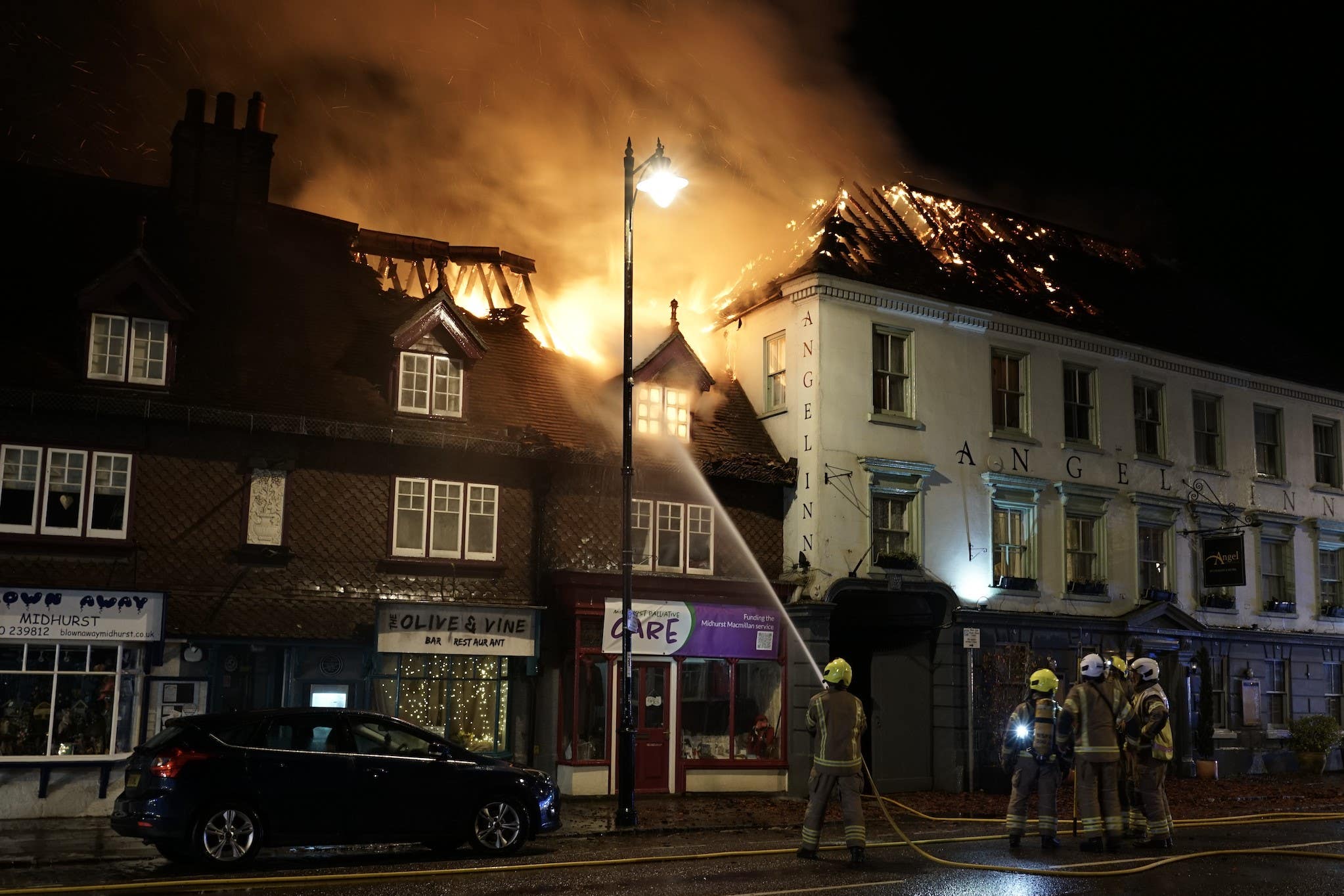 Fire engulfed several buildings in Midhurst, West Sussex