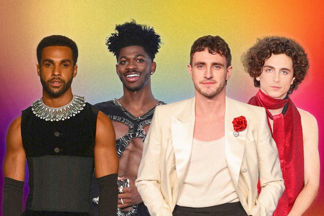 <p>Lucien Laviscount, Lil Nas X, Paul Mescal and Timothée Chalamet are among the male stars playing with tradition on the red carpet in recent years</p>