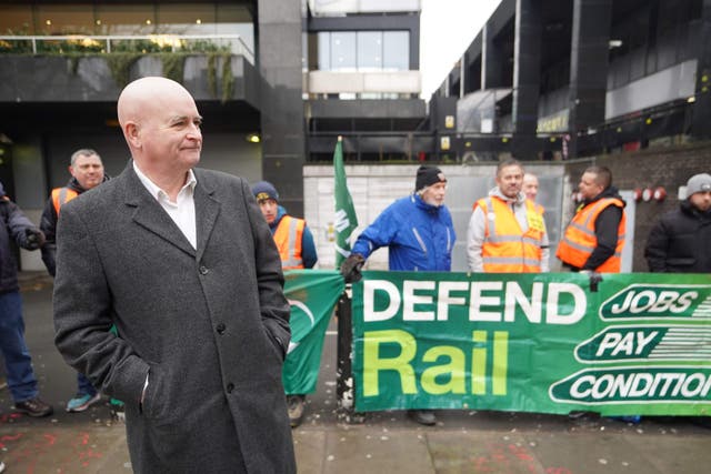 A bitter industrial dispute which is decimating train services is ‘stuck in a deadlock’, according to the boss of the trade union involved (James Manning/PA)