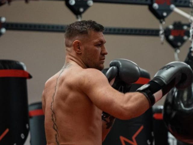 <p>Conor McGregor in training ahead of his UFC return</p>