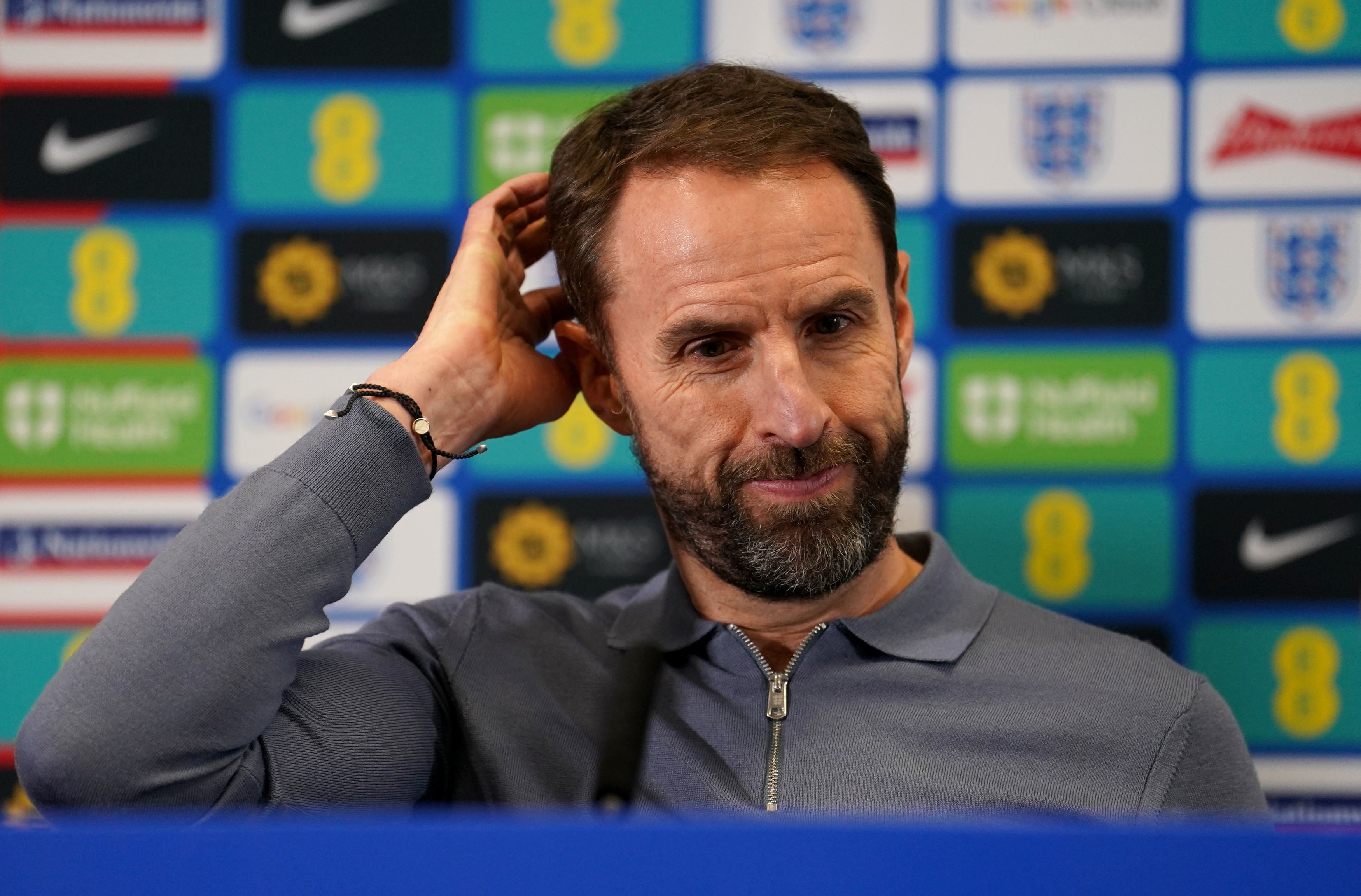 Gareth Southgate speaks to the media at St George’s Park