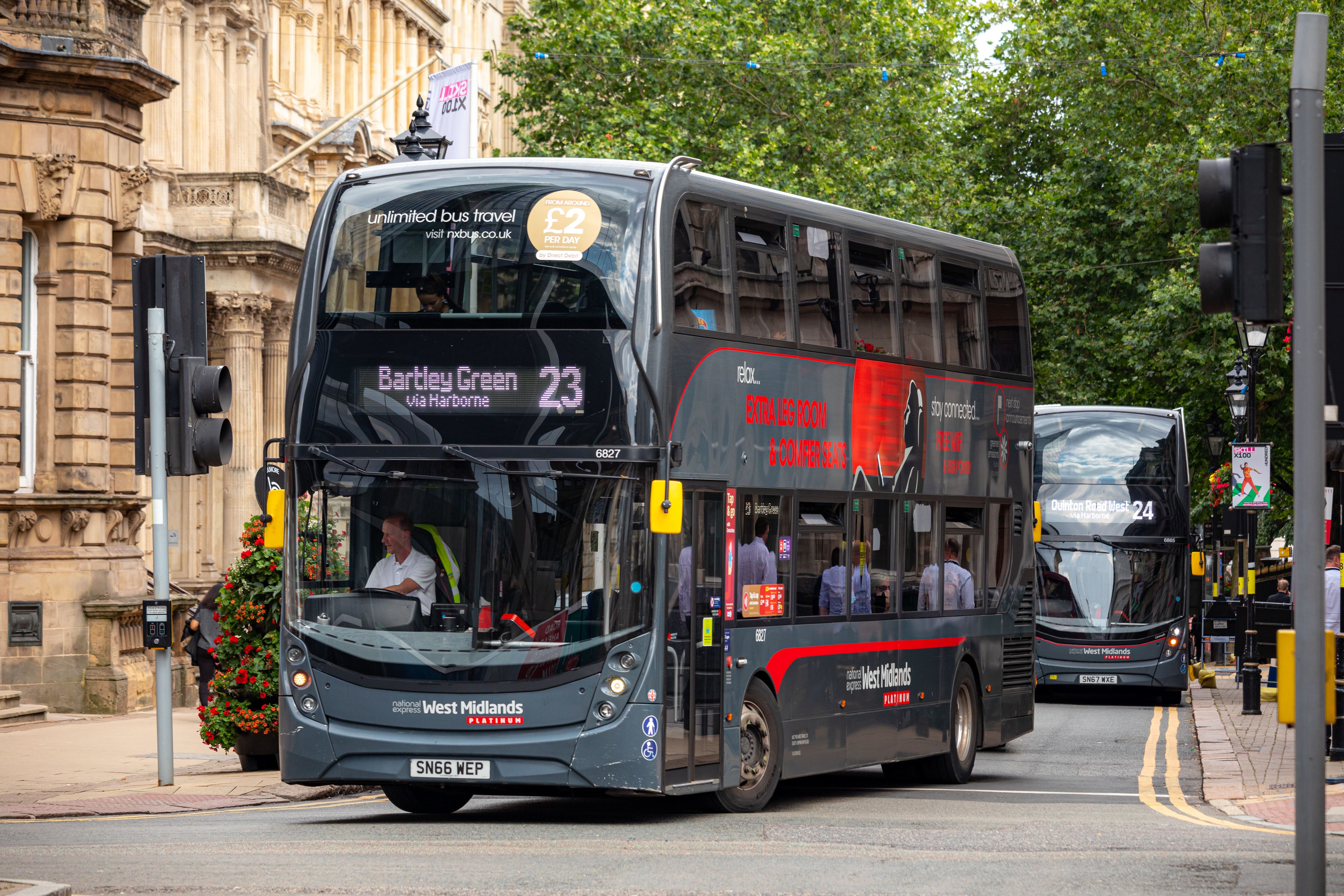National Express buses in action in Colmore Row, Birmingham (Shaun Fellows/Shine Pix Ltd)